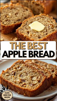 the best apple bread is made with fresh apples and topped with an buttery topping