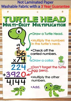 a sign with numbers and turtles on it that says turtle head multi digit mutification