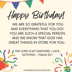 a birthday card with the words happy birthday, we are so grateful for you and everything that you do