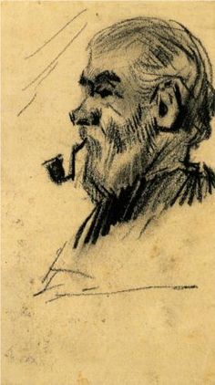 an old man with a pipe in his mouth