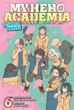 the poster for my hero academy school days, featuring several young boys and girls with their arms around each other