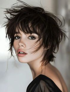 Haircut Woman Medium, Wolf Haircut Woman, Mullet Haircuts, Shaggy Layers, Hair Aesthetics, Long Pixie Hairstyles, Wolf Haircut, Rich Brunette, Classic Hair