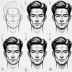 an image of a man's face with different angles and haircuts on it