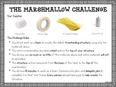 the marshmallow challenge worksheet with instructions on how to make marshmallows