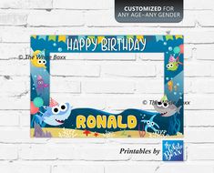 a photo frame with an image of some cartoon characters on it and the words happy birthday ronald