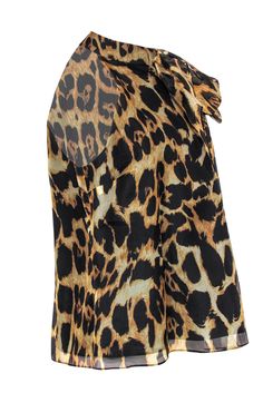 Go frilly and fierce with this Milly top! Made with a luxe leopard print and posh bow on oh-so-soft silk, this bold blouse is perfect for bringing some safari chic vibes to any look. Pair with straight leg jeans and booties for brunch or get dolled up with a pencil skirt and polished pumps for your next networking event. No matter how you rock this, you're sure to roar! Size 12 Shell: 100% Silk Lining: 100% Polyester Concealed back zipper Lined High neckline w/ large bow Sleeveless Leopard print Chic Leopard Print Party Top, Chic Leopard Print Top For Party, Elegant Sleeveless Leopard Print Tops, Elegant Leopard Print Party Blouse, Chic Leopard Print Blouse For Party, Elegant Leopard Print Blouse For Summer, Sleeveless Silk Blouse, Safari Chic, Chic Vibes