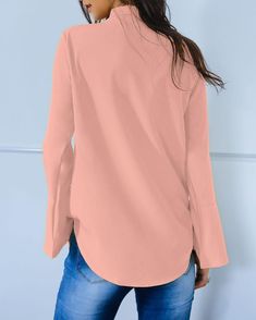 Stylish Solid Tie Neck Flared Sleeve Blouse P15682 Measurement Chart, Tie Neck, Sleeves Pattern, Flared Sleeves, Neck Tie, Sleeve Styles, Bell Sleeve Top, Sleeve Blouse, Blouses For Women