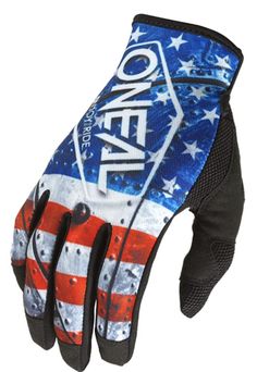 the oneal glove has an american flag design on it