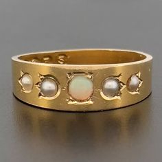 Antique 18ct Yellow Gold Opal & Pearl Cluster Ring Size M Hallmarked | eBay Heirloom Gold Opal Ring With Polished Finish, Gold Jewelry With Multi-stone Round Band, Luxury Gold Opal Ring Hallmarked, Yellow Gold Multi-stone Opal Ring For Anniversary, Ceremonial Yellow Gold Diamond Ring, Antique Multi-stone Ring For Formal Occasions, Gold Multi-stone Round Diamond Ring, Gold Multi-stone Diamond Ring, Antique Multi-stone Formal Jewelry