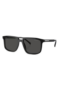 Prada 58mm Rectangular Sunglasses | Nordstrom Classic Black Square Frame Shield Sunglasses, Classic Black Shield Sunglasses With Square Frame, Modern Rectangular Aviator Sunglasses With Uva Protection, Classic Square Sunglasses With Tinted Lenses, Classic Matte Black Shield Sunglasses With Tinted Lenses, Classic Square Frame Shield Sunglasses With Anti-reflective Coating, Classic Shield Sunglasses With Polarized Square Frame, Classic Shield Sunglasses With Anti-reflective Square Frame, Classic Shield Sunglasses With Uva Protection And Square Frame