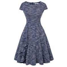 Jasambac Womens Fall Work Dresses Vintage 1950s Flared A Line Tweed Dress Church Midi Dresses Business Casual Outfits Product Details Size: Small Color: Tweed-Blue Brand: No Brand Mpn: Does Not Apply Upc: Does Not Apply Ean: Does Not Apply * Package Dimensions : 11.81 X 7.87 X 1.97 Inches; 10.58 Ounces * Department : Womens * Date First Available : June 7, 2023 Fitted Blue Tweed Dress For Summer, Fitted Blue Tweed Summer Dress, Blue Fitted Tweed Dress For Summer, Fitted Short Sleeve Tweed Dress, Fitted Tweed Dress With Ruffles, Fitted Blue Tweed Knee-length Dress, Dresses Business Casual, Dresses Business, Womens Tweed