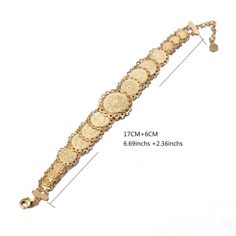 Afraic Jewelry- 17cm+3cm Classic women Coin Jewelry Gold Color Women bracelet Islamic Arabic Middle East Gifts Model Number:2255799905468965 [marca] Wando Gold bracelet [Número de modelo] B24 [Piedra principal]plating gold [tamaño] (Tamaño de EE.UU.): 7CM [Color] GOld coler [pose] Sobre 31g CARACTERÍSTICA:​ Lover,Wife&Husband,Girlfriend&Boyfriend must-have quality The photo was not handled in real time Bohemian Gold Alloy Bracelets, Bohemian Bangle Chain Bracelet, Elegant Alloy Beaded Bracelet, Bohemian Bangle Charm Bracelet, Classic Women, Women Bracelet, Coin Jewelry, Colorful Bracelets, Jewelry Gold