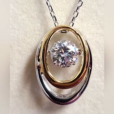 18 Inch With 2 Inch Extender. Very Beautiful Moissanite Fire Platineve Pendant. No Longer Available In Stores. New In Box. Selling Late Mother-N-Law's Items. Feel Free To Make Offers Repurposed Wedding Rings Into Necklace, Heirloom Jewelry Redesign, Gents Pendant, Wedding Ring Redesign, Jewelry Redesign, Memorable Jewelry, Wedding Rings Art, Fancy Jewelry Necklace