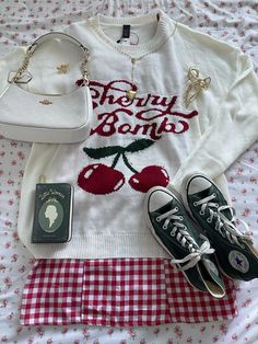 Cherry Girl Outfit, Cute Valentine’s Day Outfits, Different Body Sizes, Outfit Looks, Downtown Outfits, Two Friends, Vintage Americana, Cherry Bomb, Friends Show