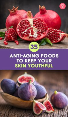 35 Anti-Aging Foods To Keep Your Skin Youthful: When you are healthy from within, it shows on your skin. Therefore, other than loading your skin care routine with anti-aging ingredients, include these 35 foods in your diet to keep your skin youthful. #antiaging #skincare #skincaretips #naturalskincare Glucose Goddess, Smoothies Vegan, Food Health Benefits, Anti Aging Secrets, Anti Aging Food, Aging Beauty