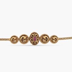 Description: This bracelet from the Azba collection-traditional heirloom gold jewelry carved with intricate Indian Nakshi patterns is a perfect choice. Styled with pretty floral and peacock motifs, this is ideal for bridal parties or festive occasions. Pair this with Azba collection earrings and you are ready for the event. Details & Specifications: Materials used: Brass Alloy with Antique Gold Platting Weight - Bracelet 12 gm, Length - Bracelet 15 cm, Make it custom Want to make it a custom Bra Peacock Motifs, Choker Pendant, Bridal Parties, Antique Pendant, Kundan Earrings, Kids Necklace, Event Details, Cz Pendant, Antique Necklace