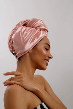 YOU CAN FINALLY LOOK GREAT WHILE DRYING YOUR HAIR: This double-layer turban towel is perfect for deep conditioners, hot oil treatments, and even just to keep your hair out of your face while you shower. It’s so comfortable that you won’t want to take it off! Plus, this stylish turban towel doesn't look like a typical bath towel. DOUBLE LAYER DESIGN: The microfiber layer helps to reduce drying time in half. The smooth silk texture of satin allows hair to glide over it reducing frizz and helping k Towel Photoshoot, Messy Bridal Bun, Hair Turban Towel, Satin Hair Wrap, Turban Towel, Silk Hair Wrap, Silk Turban, Easy Party Hairstyles, Microfiber Hair Towel