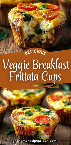 delicious veggie breakfast frittata cups with spinach and tomatoes