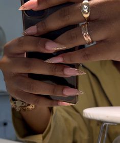 Melanin Nails Dark Skin, Classy Nails Design Ideas Almond, Grown Woman Nails, Nails Acrylic Ideas Simple, Almond Nail Inspo 2024, Short Natural Nail Ideas, Nude Nail Inspiration, Dope Nail Designs Mid Length, Medium Round Nails