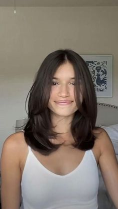 Pin by Dara Kay on Idea Pins by you in 2022 | Haircuts straight hair, Medium hair styles, Haircuts for medium hair Long Brown Haircut Straight, Short Mid Length Hair With Layers, Haircut Without Layers, Butterfly Cut Short Hair, Mid Length Layers, Cute Haircut Ideas, Wavy Mid Length Hair, Haircut 2024