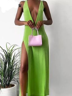 "Due To High Demand, Please Allow 2-3 Weeks For Delivery - Express Shipping does not apply to this item) Summer Green Deep V-Neck Sleeveless Bodycon Maxi Dress Polyester and Spandex Imported Pull on closure Machine Wash Brand Size Dress Bust Waist Hip XS 0-2 31-32.5'' 23-24'' 31-34" S 4--6 33-35'' 25-26'' 35-37" M 8--10 35-36'' 27-28'' 38-39" L 12--14 38-40'' 29-31'' 40-42" XL 14-16 40-42'' 33.5-36'' 44-46" 2XL 18-20 42-44'' 37-40'' 47-50" 3XL 22-24 44-46'' 41-46'' 51-55" 4XL 26-28 46-48'' 47-50 Green Stretch Bodycon Dress For Summer, Green V-neck Bodycon Summer Dress, Green V-neck Stretch Bodycon Dress, Green Stretch Maxi Dress, Green Fitted Sleeveless V-neck Dress, Fitted Green Sleeveless V-neck Dress, Green Stretch Bodycon Beach Dress, Green Bodycon Sleeveless Dress, Green Stretch V-neck Sleeveless Dress