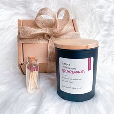 Bridesmaid Proposal Candle Gift Set With Mini Matches Will You Be My Bridesmaid Maid Of Honour Flower Girl Bridesmaid Proposal Candle, Apothecary Candle, Proposal Candles, Cream Candy, Apothecary Candles, Christmas Spices, 25 Hours, Amber Jars, Maid Of Honour