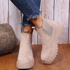 Women's Boots Fashion Short Leg · KoKo Fashion · Online Store Powered by Storenvy Snow Shoes Women, Sepatu Platform, Celana Kargo, Platform Boots Women, Chunky Ankle Boots, Popular Boots, Botas Chelsea, Women Ankle Boots, Warm Shoes