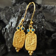 Roman Coin Intaglio Zeus Bee Earrings Silver Gold Coin Over | Etsy Handmade Symbolic Yellow Gold Earrings, Byzantine Style Pierced Earrings As Gift, Handmade Collectible Byzantine Jewelry, Byzantine Hallmarked Earrings As Gift, Byzantine Style Hallmarked Earrings For Gift, Ancient Roman Jewelry, Honey Bee Earrings, Roman Jewelry, Ancient Roman Coins