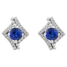 This collection features a dainty selection of jewelry with blue sapphires and diamonds. These Blue Sapphires are sourced from Madagascar and project a bold blue hue. Accented with diamonds, these minimal pieces can be the perfect accessory to your everyday outfit. Blue Sapphire: 1.129 carat round shape, 5mm size, 2 pieces. Diamonds: 0.163 carat, G colour, VS clarity. Gold: 2.411g, 18K white gold. E120 Gia Certified Sapphire Diamond Earrings For Formal Occasions, Formal Gia Certified Sapphire Diamond Earrings, Blue Sapphire Earrings In Fine Jewelry Style, Fine Jewelry Blue Sapphire Earrings, Fine Jewelry Blue Sapphire Earrings Lab-created, Elegant Blue Gia Certified Diamond Earrings, Gia Certified Sapphire Earrings For Formal Occasions, Classic Blue Platinum Earrings, Elegant Blue Platinum Earrings