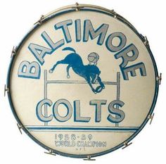 an old baltimore colts sign hanging on the side of a building in front of a white background