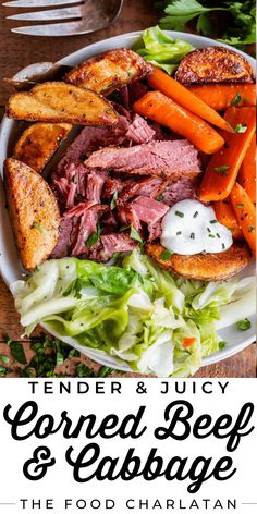 tender and juicy corned beef and cabbage is the perfect meal for lunch or dinner