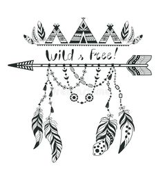 an arrow with feathers and beads hanging from it's end that says wild is free