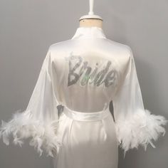 Bride Robe With Swarovski Stones Bridal Robe Satin Robe - Etsy White Satin Wedding Gown, White Satin Wedding Dress For Bride, Satin Wedding Robe, Wedding Satin Robe, White Satin Wedding Robe, White Satin Finish Wedding Gown, Elegant White Bridal Robe, White Satin Robe For Bridal Shower, Feather Bridal Robe