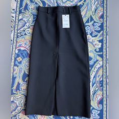 Long Black Zara Skirt Nwt Chic Zara Midi Pencil Skirt, Zara Lined Midi Skirt, Zara Midi Skirt For Work, Zara Midi Skirt For Workwear, Zara Midi Length Lined Skirt, Black Midi-length Bottoms For Office, Black Midi Length Bottoms For Office, Black Midi-length Office Bottoms, Black Long Pencil Skirt For Spring