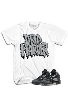 Air Jordan 5 Drip Harder Tee Anthracite - Zamage Tri-blend Graphic Tee For Streetwear, Black Tri-blend Shirt For Streetwear, Gray Sublimation Print Top For Streetwear, Gray Graphic Tee For Streetwear, Gray Graphic Tee Shirt For Streetwear, White Tri-blend Top For Streetwear, Gray Graphic Print Shirt For Streetwear, Drip Harder, Air Jordan 5