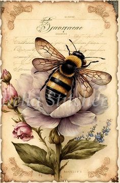 a bee sitting on top of a flower with words written in the middle and below it