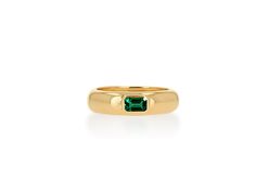 This Emerald Domed Band Ring is available in 14K Yellow Gold. This chunky band ring is sure to add some sparkle to your ring collection. Available for special order in white or rose gold. Emerald octagon gemstone Band is 5mm wide Sizes 5-9 available Sizes 6, 7 and 8 available for immediate shipping. For all other sizes, please allow 3-6 weeks for delivery. Ring Collection, Digital Gifts, Domed Ring, Engraved Items, Green Emerald, Ring Collections, Band Ring, Emerald Green, Or Rose