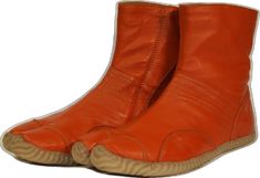 Orange Round Toe Boots For Fall, Orange Leather Boots For Spring, Casual Orange Round Toe Boots, Orange Round Toe Boots With Leather Sole, Tabi Sneakers, Tabi Work Boots, Red Tabi Boots, Orange Slip-on Leather Shoes With Rubber Sole, Tabi Ankle Boots