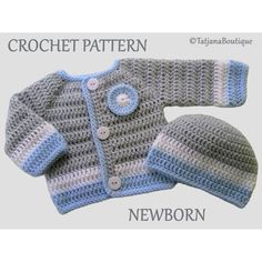 a crocheted sweater and hat for a baby