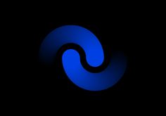 a blue logo on a black background with the letter o in it's center