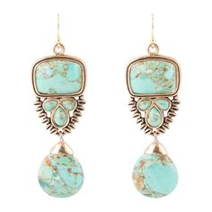 Imara Turquoise Statement Earrings - Barse Jewelry Turquoise Statement Earrings, Special Earrings, Long Statement Necklace, Earrings Turquoise, Perfect Harmony, Copper Rings, Cross Earrings, Ancient Cultures, Genuine Turquoise