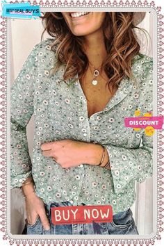 Floral Print Button Long Sleeve T Shirt Shirt Collar Styles, Button Long Sleeve, Floral Print Shirt, Women Shirts Blouse, Vacation Shirts, Collar Blouse, Long Blouse, Trending Shirts, Online Womens Clothing