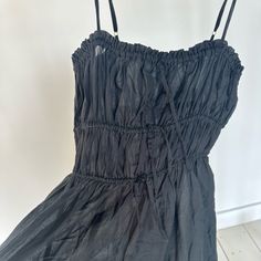 Nwt Jcrew Dress That I’m Pretty Sure Is Supposed To Be A Cover Up. It’s Very Sheer And Needs To Be Over A Bathing Suit Or Have Something On Under It. Size - Large 100 % Cotton! It’s Super Cute On Though And I Love The Bow Details! Black Summer Dress With Ruched Detail, Black Ruched Maxi Dress For Daywear, Black Ruched Summer Dress, Black Ruched Sundress, Black Summer Maxi Dress For Daywear, Black Sundress Midi Dress For Daywear, Casual Black Cotton Dress For Brunch, Black Cotton Dress For Brunch, Black Summer Mini Dress For Daywear