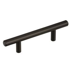 a black cabinet handle on a white background