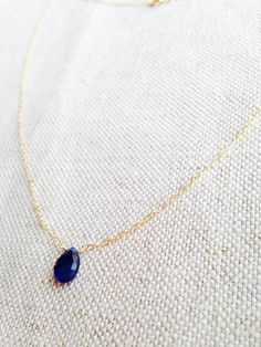 Genuine Blue Sapphire Necklace Sapphire by SforSparkleShop Necklace Sapphire, Blue Sapphire Necklace, September Birthstone, Sapphire Necklace, Blue Necklace, Sapphire Gemstone, Dainty Jewelry, Gold Filled Chain, 14kt Gold