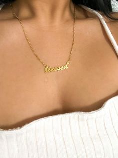 Blessed word necklace 18K gold plated 18 inch chain length with extender Dainty link chain and hustle pendant Perfect for layering or to wear alone Care: Avoid contact with water, lotions, perfumes etc.  Wipe down jewelry after use to preserve shine Meaningful Everyday Gold Name Necklace, Year Necklace, Word Necklace, Number Necklace, Jewelry Words, Dope Jewelry, Heart Chain, Stainless Steel Necklace, Necklace Pendant