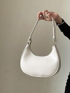 Bege elegante Collar  Couro PU Simples Bolsa hobo (meia-lua e maleável) Embellished Off White Bag, Hobo Chic, My Style Bags, Trendy Business Casual, Minimalist Bag, Girly Bags, Elegant Pattern, Commuter Bag, Fancy Bags