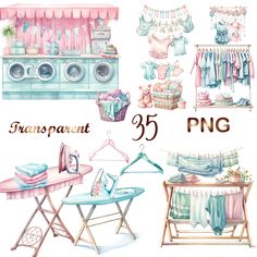 watercolor laundry and clothes clipart set