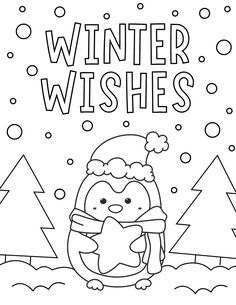 winter wishes coloring page for kids