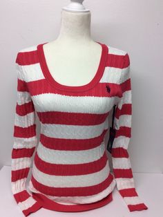 Up for sale is New  U.S. Polo Assn. Women’s Scoop Neck Strip Knit Pullover Sweater Size L  Azalea Mar/White color SEE PICTURES!!! Actual picture what you see is what you get Satisfaction Guaranteed or your money back! FAST SHIPPING SHIPPING Packages are usually shipped within 24 To 48 hours after payment has been received (Excluding Saturday/Sunday/Holidays).  All orders are shipped via USPS or Fedex. No International shipping.    PAYPAL  IS THE ONLY TYPE OF PAYMENT ACCEPTED. We offer  30 Day Re Africa Trip, Shipping Packages, Polo Sweater, Saturday Sunday, Knit Pullover, Knitted Pullover Sweaters, Christmas List, Knitted Pullover, Pullover Sweater